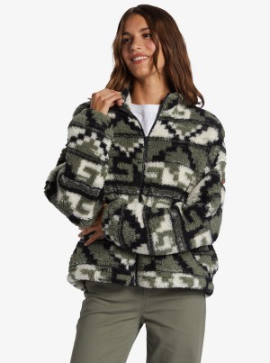 Roxy Off The Wave Sherpa Printed Full-Zip Fleece Kapucnis Pulóver | 5760281-LZ