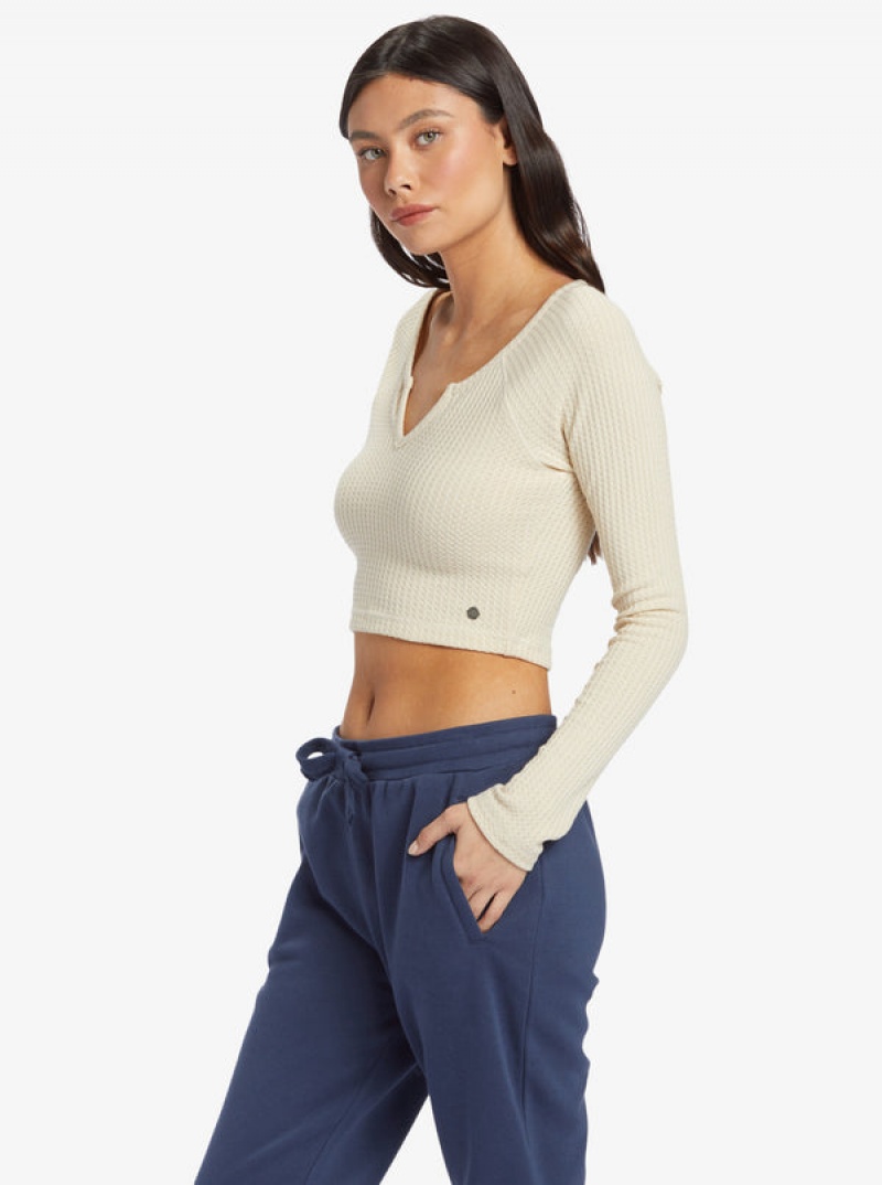 Roxy Cropped Long Sleeve Waffle Felsők | 0526189-AW