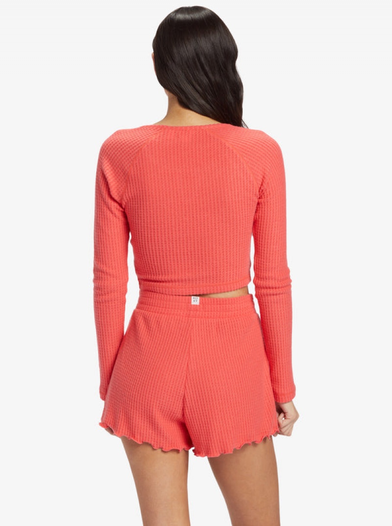 Roxy Cropped Long Sleeve Waffle Felsők | 8021763-GZ