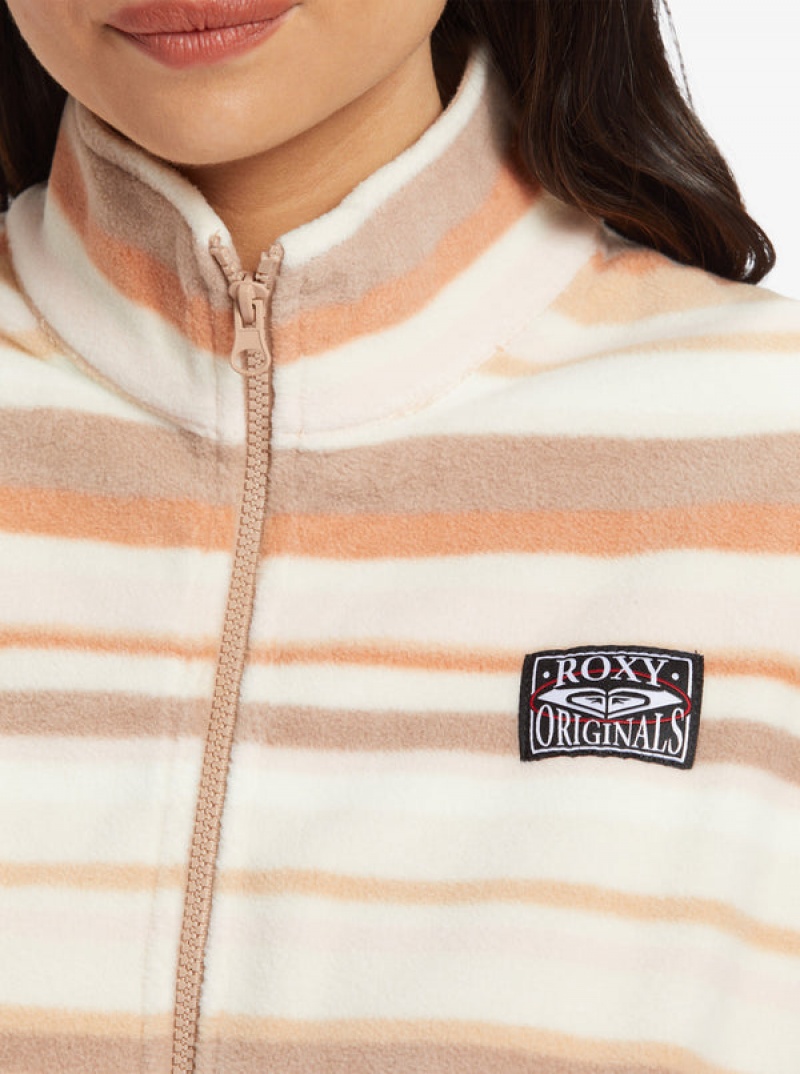 Roxy Dawn To Dusk Full Zip Stripe Zip-Up Fleece Kapucnis Pulóver | 0874392-IE