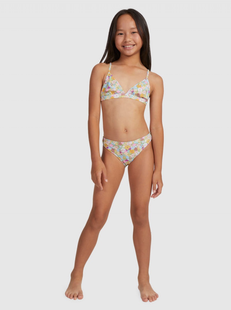 Roxy Nostalgic Seaside Two Piece Triangle Set Fürdőruha Lány | 7835910-DF