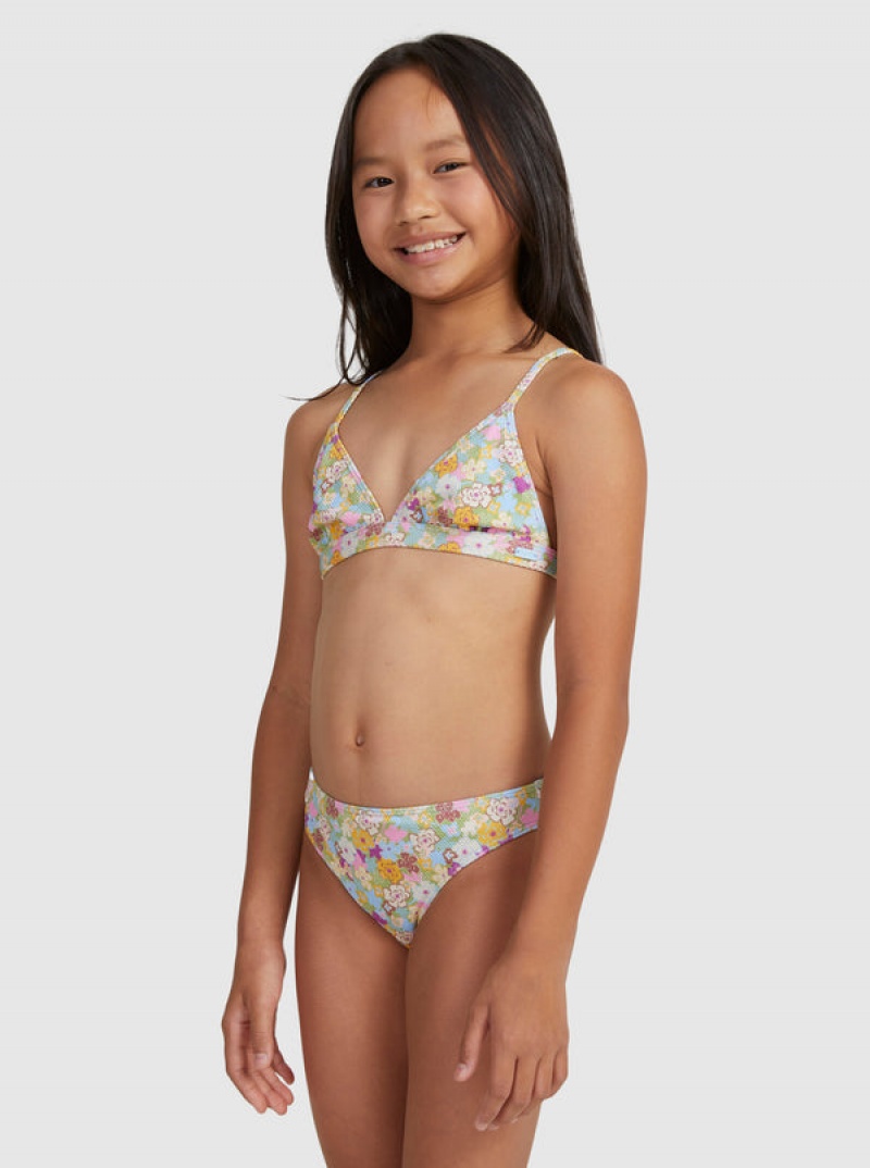 Roxy Nostalgic Seaside Two Piece Triangle Set Fürdőruha Lány | 7835910-DF