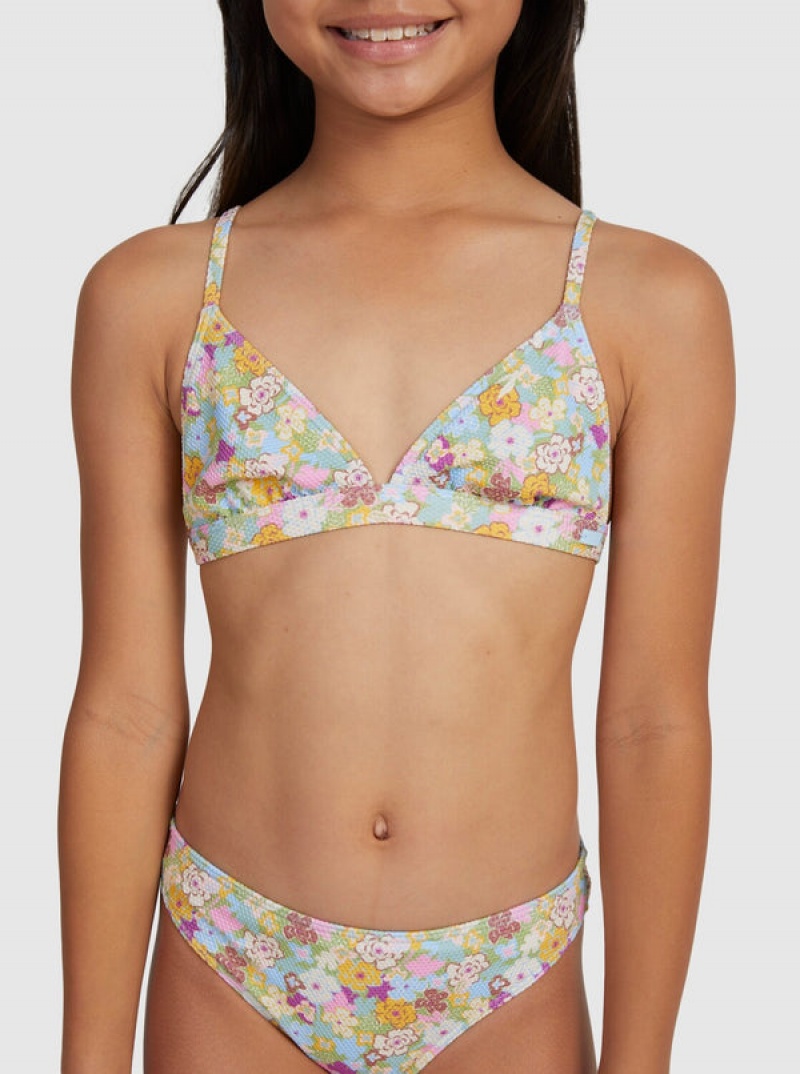 Roxy Nostalgic Seaside Two Piece Triangle Set Fürdőruha Lány | 7835910-DF