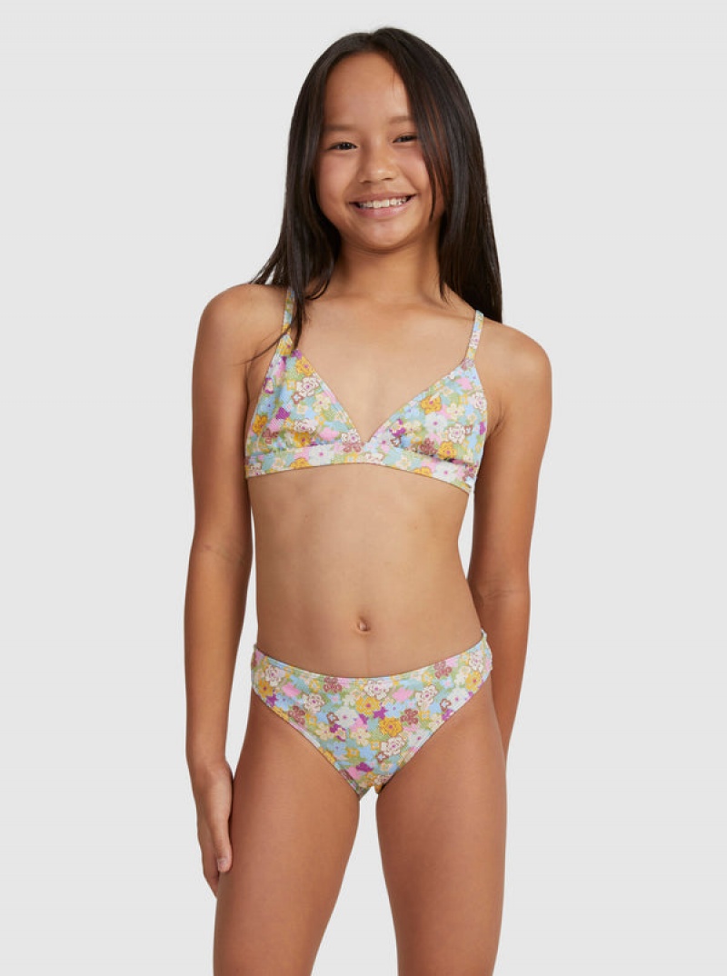 Roxy Nostalgic Seaside Two Piece Triangle Set Fürdőruha Lány | 7835910-DF