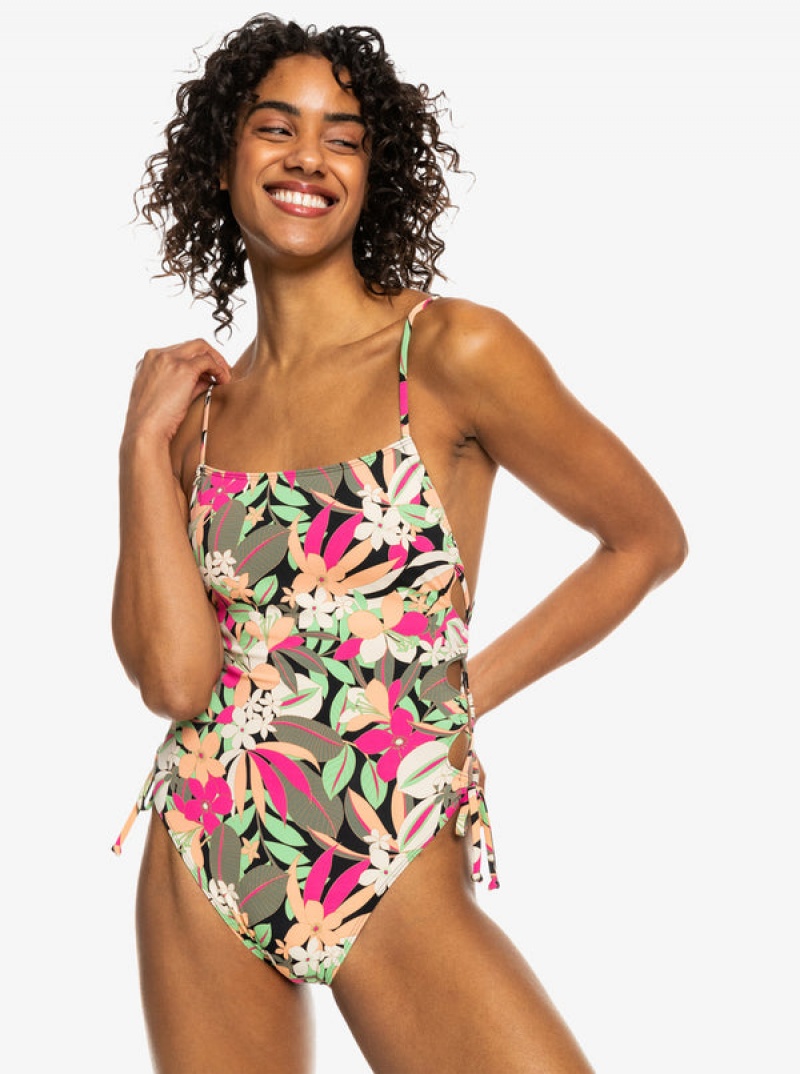 Roxy Printed Beach Classics Csipke Up One-Piece Fürdőruha | 2183570-FS