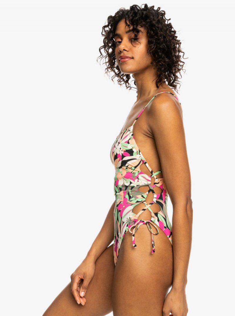 Roxy Printed Beach Classics Csipke Up One-Piece Fürdőruha | 2183570-FS