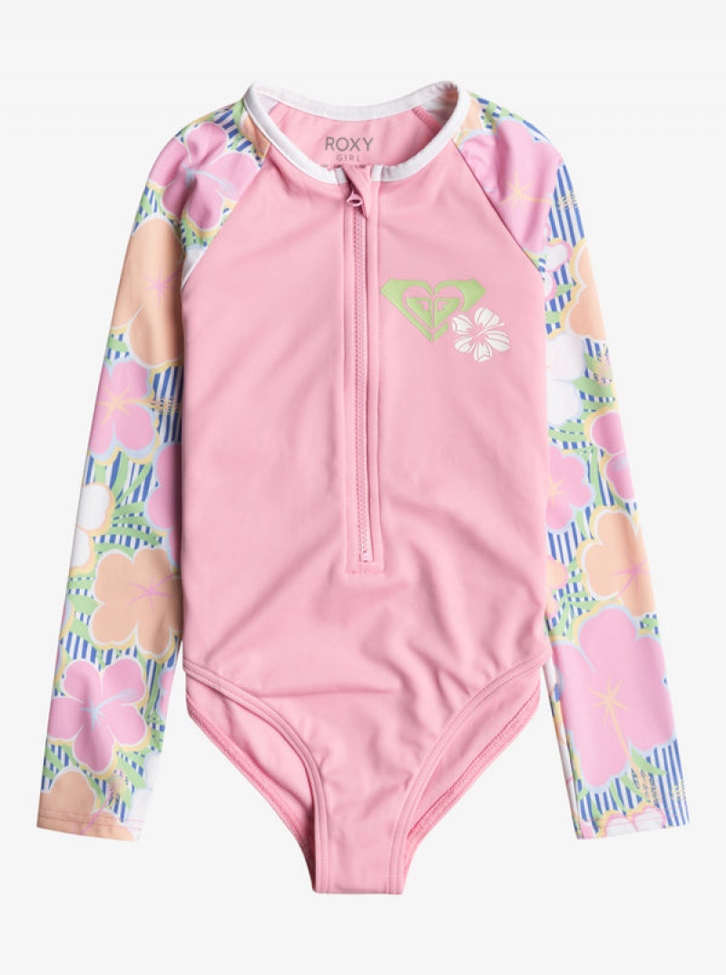 Roxy Tiny Flower Long-Sleeve Front-Zip Fürdőruha Lány | 3026957-GN