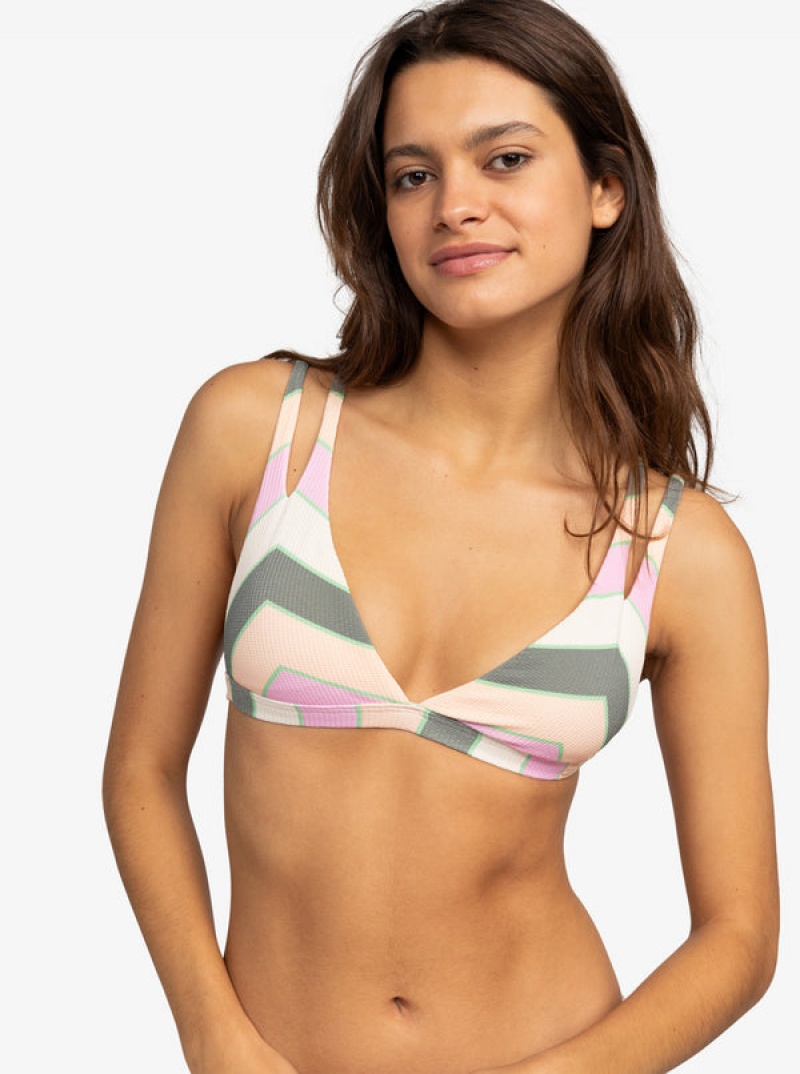 Roxy Vista Stripe Fixed Triangle Bikini Felsők | 7149560-QN