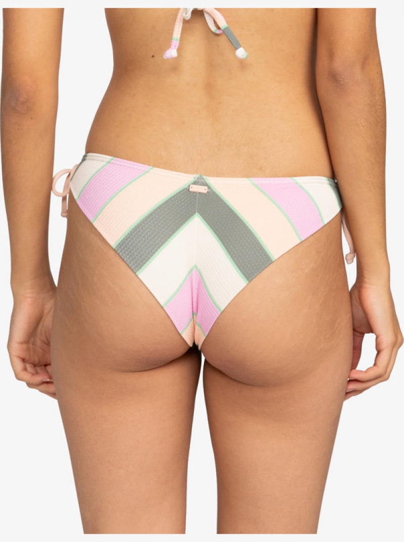 Roxy Vista Stripe Tie Side Cheeky Bikini Alsó | 6541890-LB