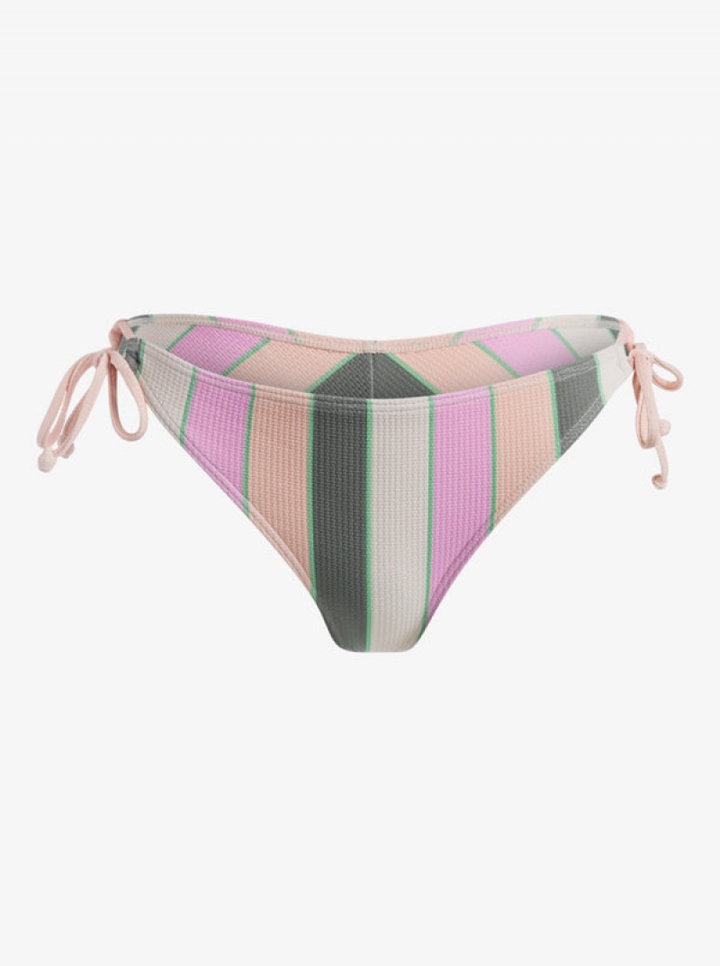 Roxy Vista Stripe Tie Side Cheeky Bikini Alsó | 6541890-LB