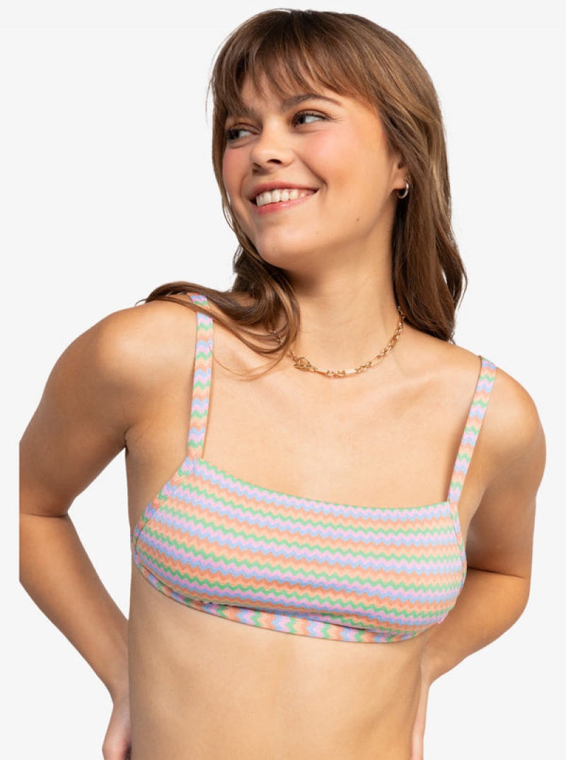 Roxy Wavy Stripe Bralette Bikini Felsők | 3502491-WY