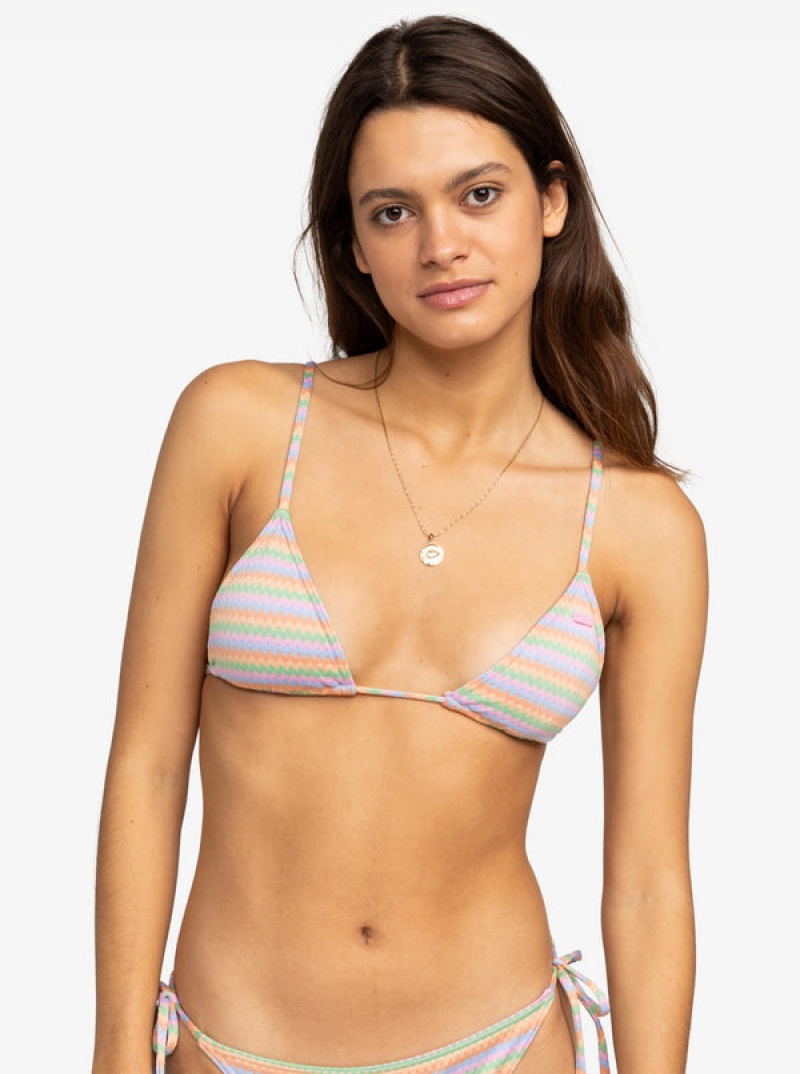 Roxy Wavy Stripe Mini Tiki Triangle Bikini Felsők | 4567013-KQ