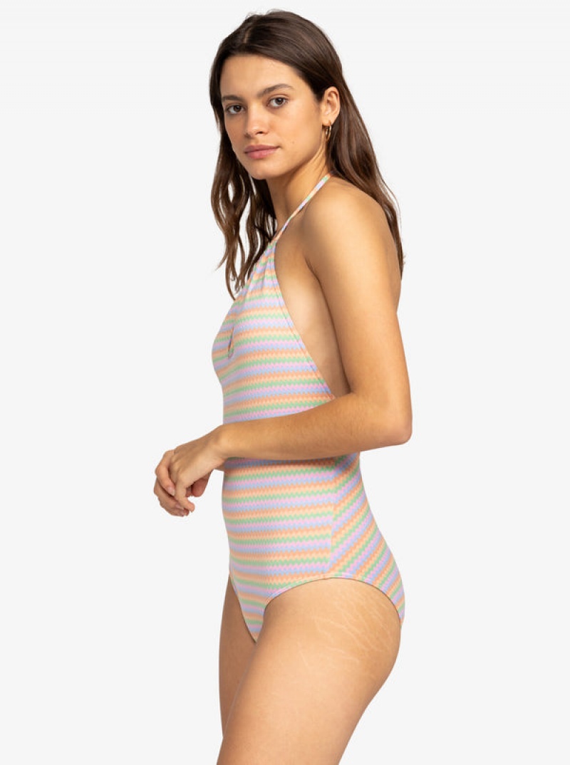 Roxy Wavy Stripe One-Piece Fürdőruha | 9508274-WE