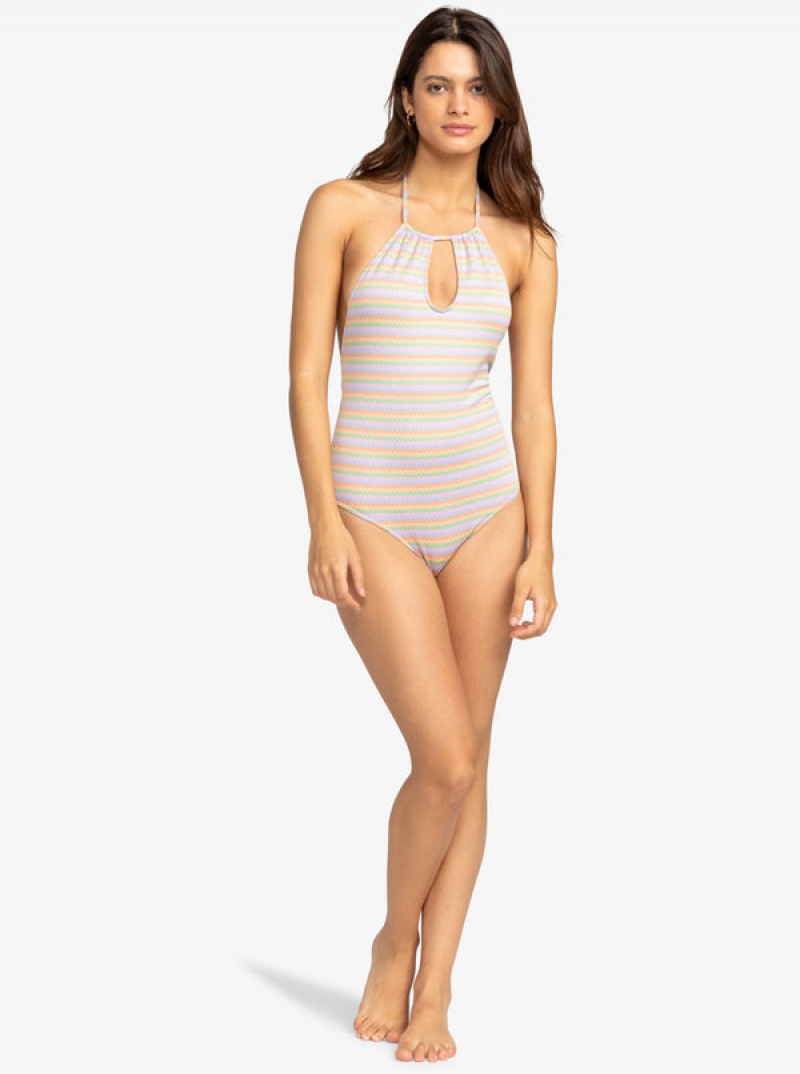 Roxy Wavy Stripe One-Piece Fürdőruha | 9508274-WE